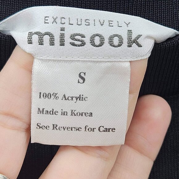 Misook Acrylic Knit Straight Leg Pants Black Women’s Size S High Rise Minimalist - Picture 4 of 9